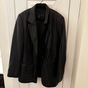 Denim&Co 90s Rachel Greens Leather Jacket Black Lamb Leather Blazer size M